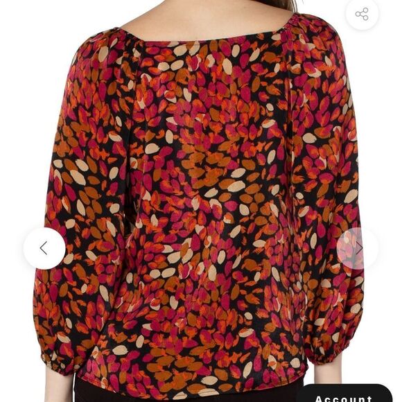 LIVERPOOL 3/4 PUFF SLEEVE SQUARE NECK TOP SIZE XS‎ AUTUMN PETALS NWT - Picture 7 of 7